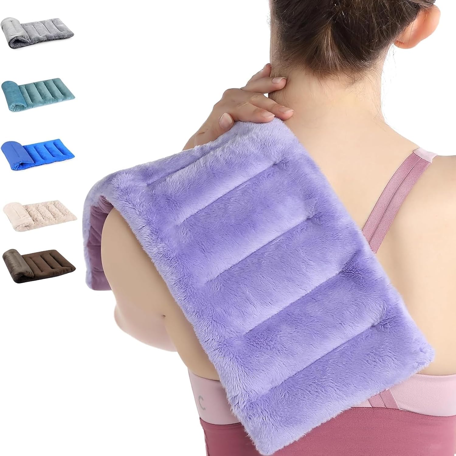 SuzziPad Microwave Heat Pad for Moist Heat Therapy: Soothe Muscle Tightness & Stiffness, 7″x16″ Microwavable Warm Compress – Cordless Hot Pack for Women, Men, Home/Office/Travel – Purple