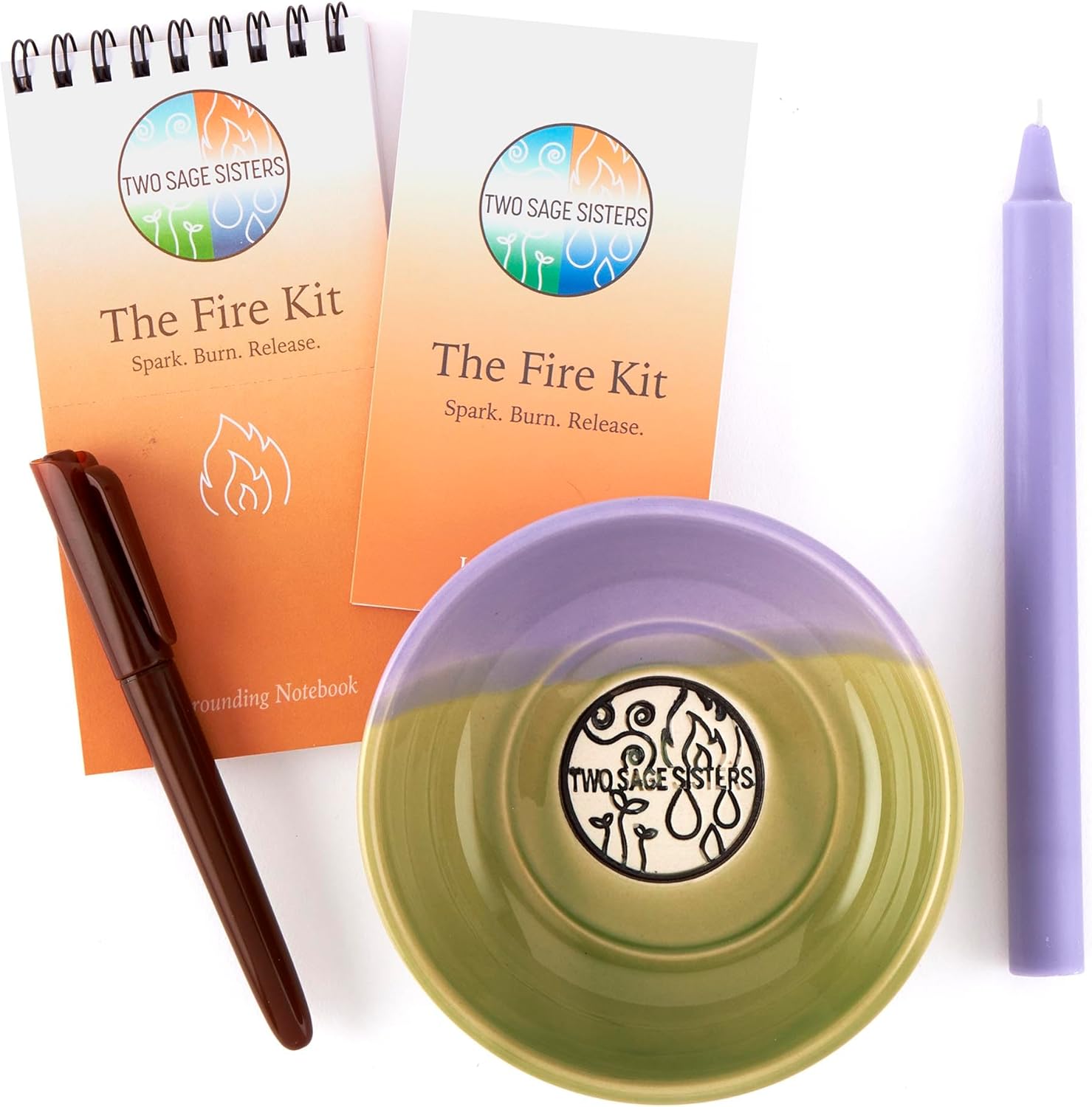 The Fire Kit – Burn Negative Thoughts for Stress Relief and Healing – Give the Gift of Peace of Mind – Self Care Kit By Two Sage Sisters
