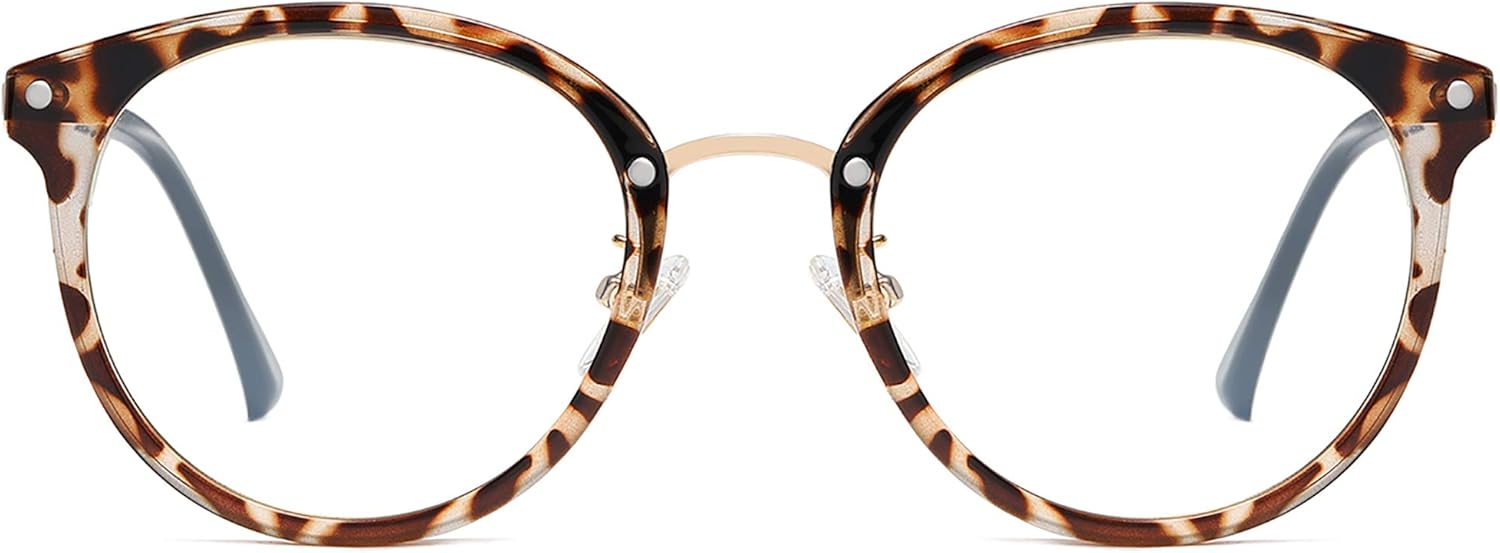 SOJOS Retro Round TR90 Blue Light Reading Glasses Womens Mens Readers Computer Glasses Eyewear Frame SJ9001