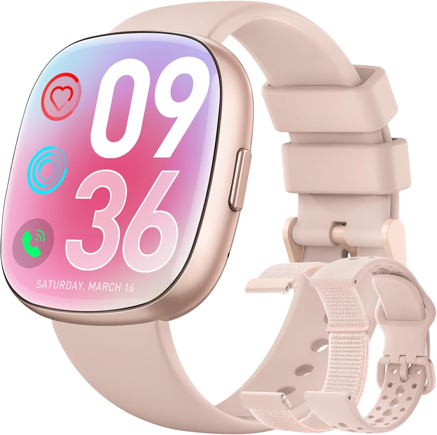 Smart Watch for Women Fitness Tracker: Fitness Watch with Blutooth Call 24/7 Heart Rate SpO2 Sleep Monitor IP68 Waterproof 120+ Sport Mode Activity Trackers Compatible iPhone Android Phones (3 Bands)