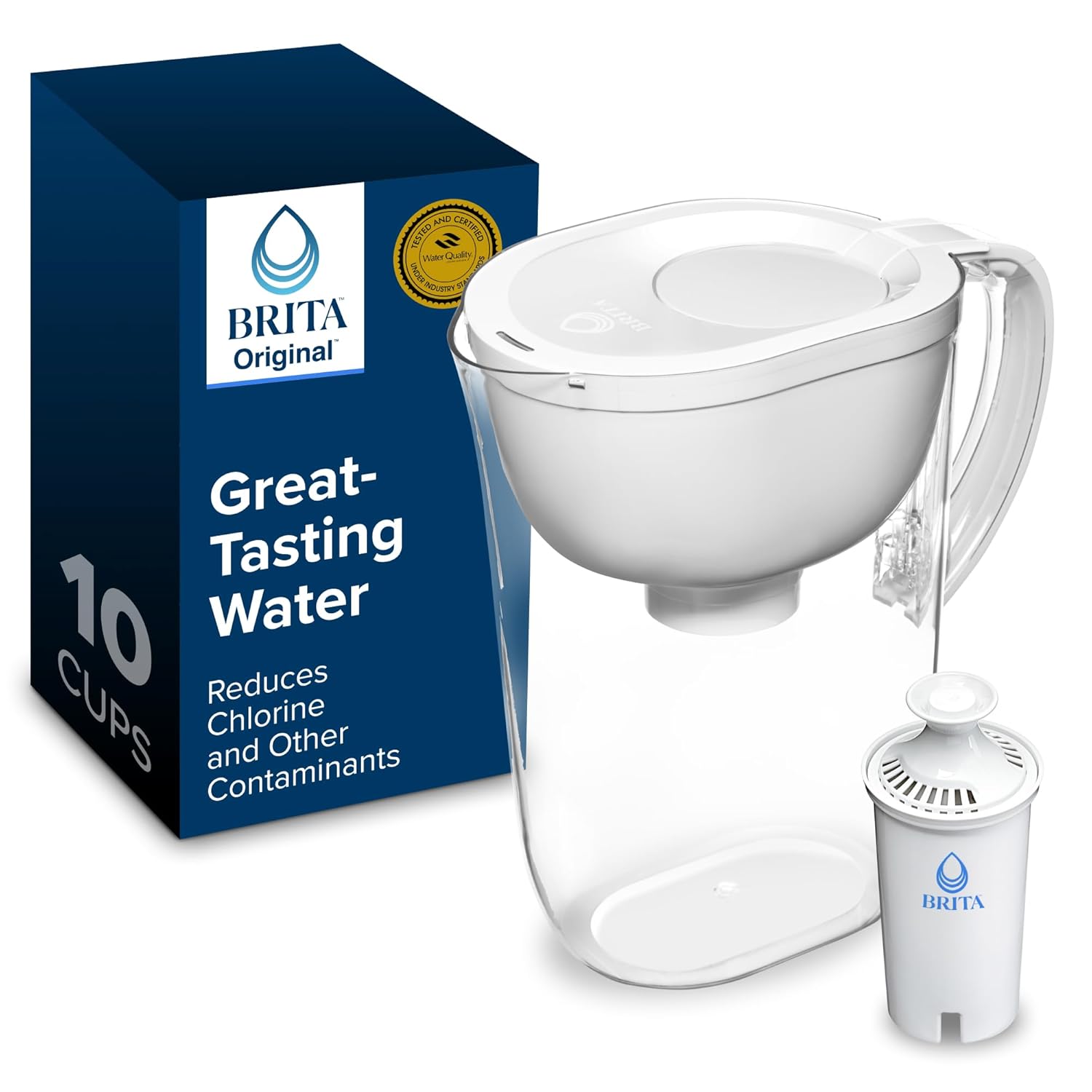 Brita Tahoe Water Filter Pitcher, BPA-Free Water Pitcher, Replaces 1,800 Plastic Water Bottles a Year, Lasts Two Months or 40 Gallons, Includes 1 Filter, Kitchen Accessories, Large – 10-Cup Capacity