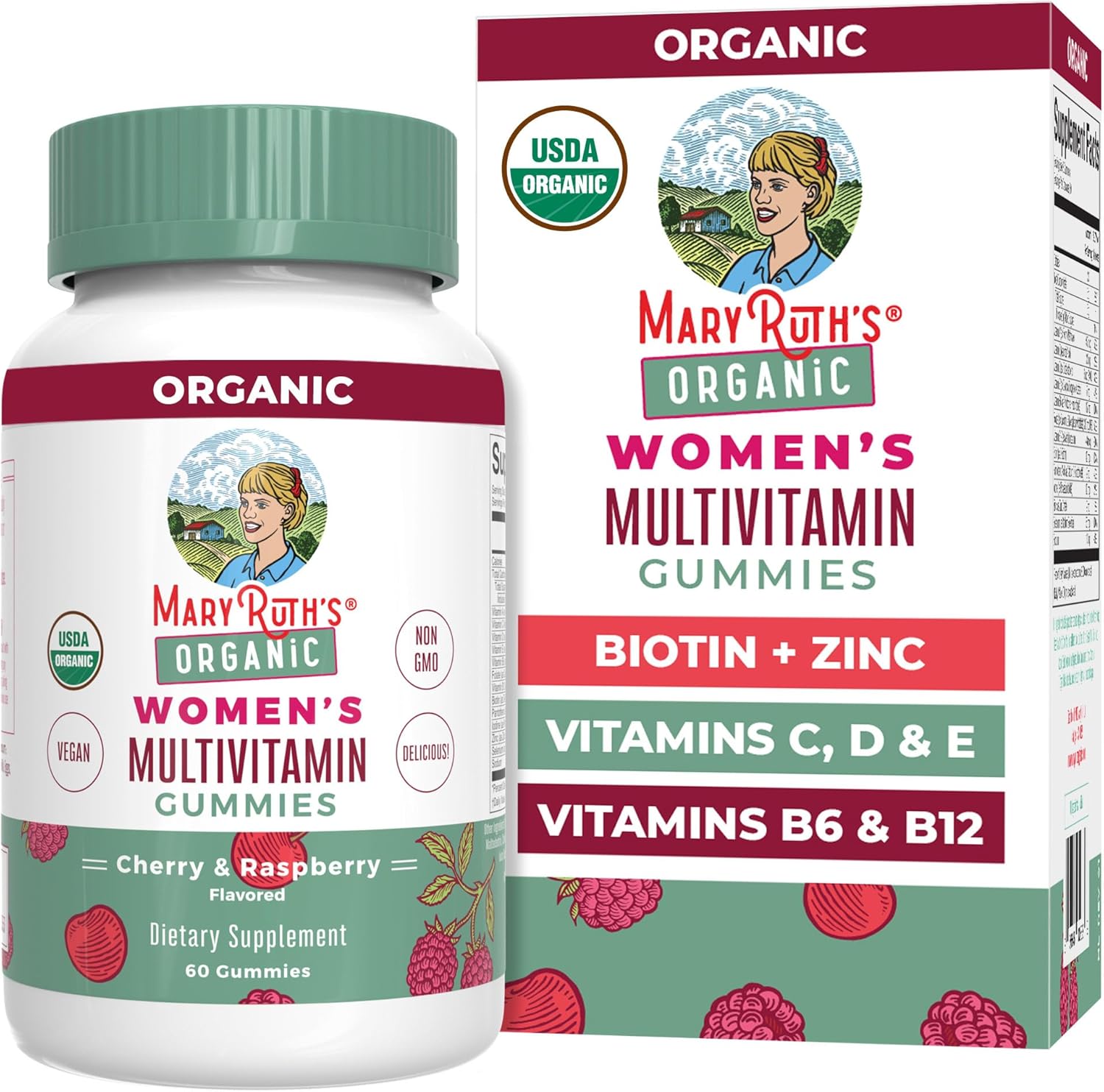 MARYRUTH’S Multivitamin Gummies for Women Ages 14+ | Immune Support | Hair & Skin Health | Reproductive Health | Vitamin A C D E B6 B12 Biotin Zinc Iodine | Organic | Vegan | Non-GMO | 60 Count