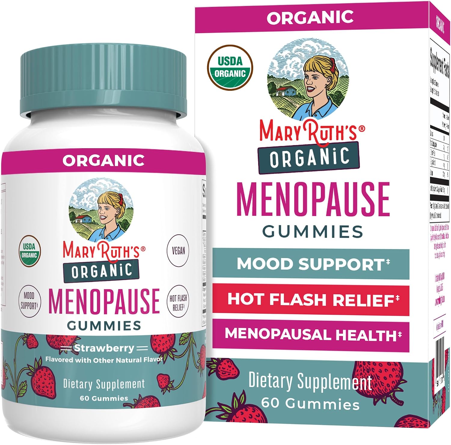 MARYRUTH’S Organic Menopause Gummies Menopause Supplements for Women | Mood Support | Hot Flash Relief | Maca Root | Black Cohosh | USDA Organic | Non-GMO | Vegan | 30 Servings