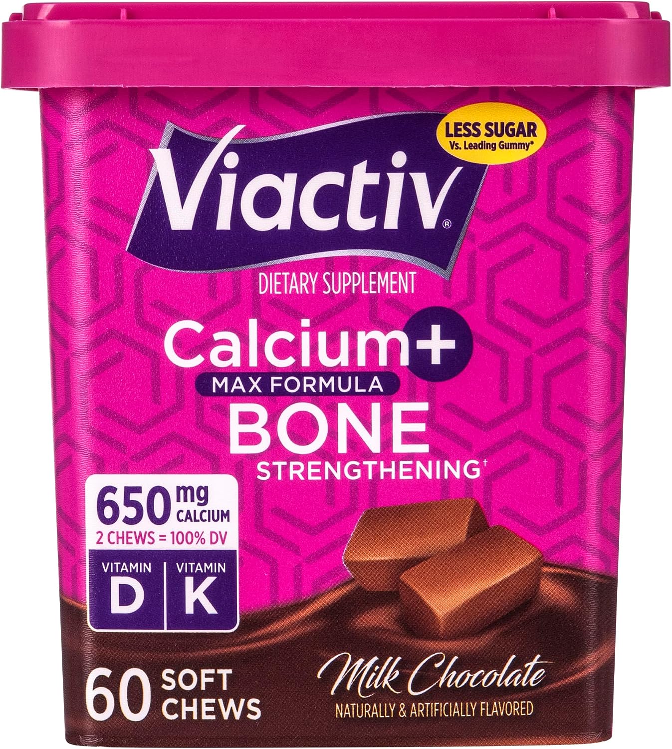 Viactiv Calcium +Vitamin D3 Supplement Soft Chews, Milk Chocolate, 60 Chews – Calcium Dietary Supplement for Bone Health