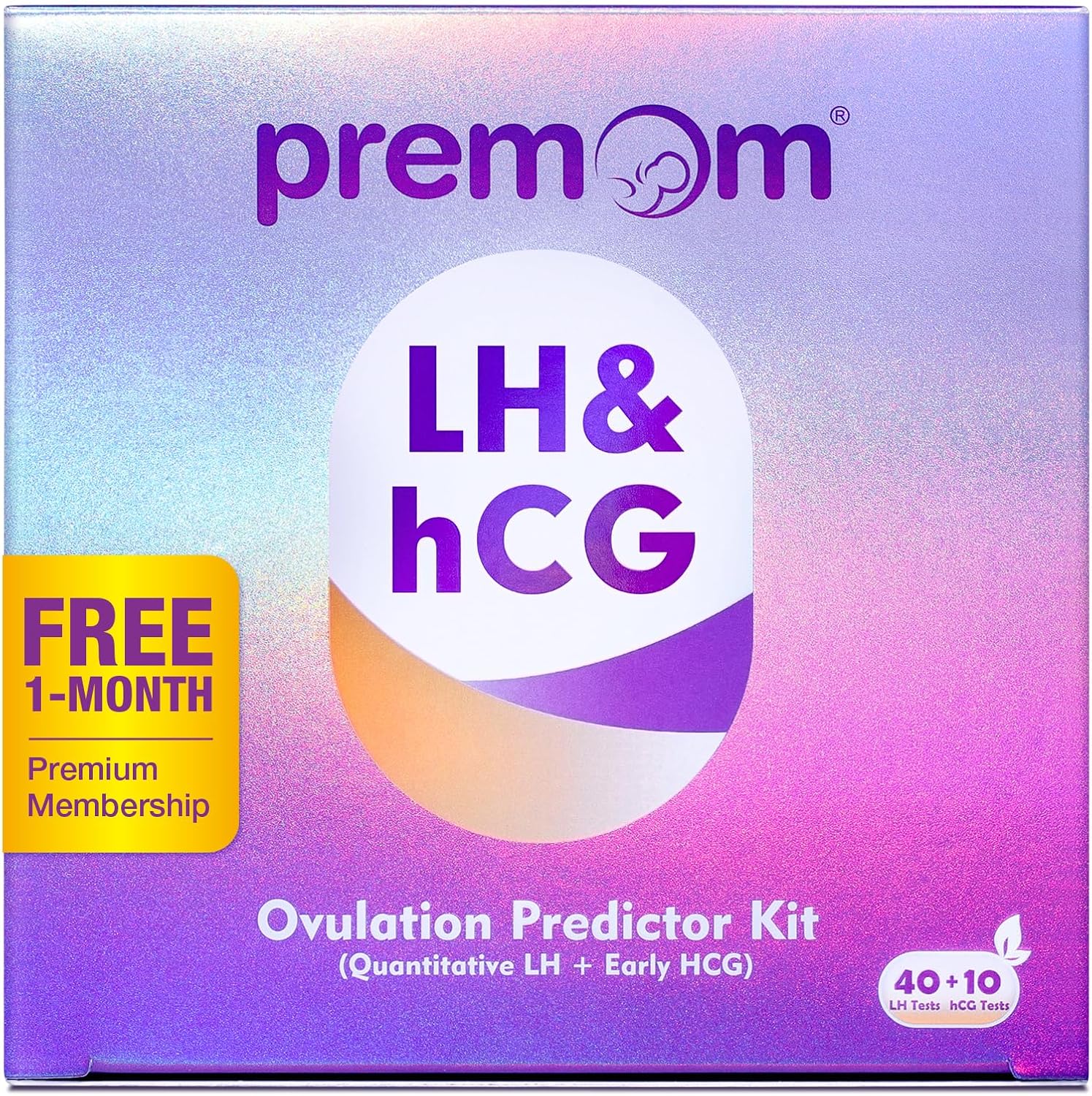 Premom Quantitative Ovulation Predictor Kit：40 Ovulation Tests + 10 Pregnancy Tests – Advanced Ovulation Test Strips Combo 40LH+10HCG Test