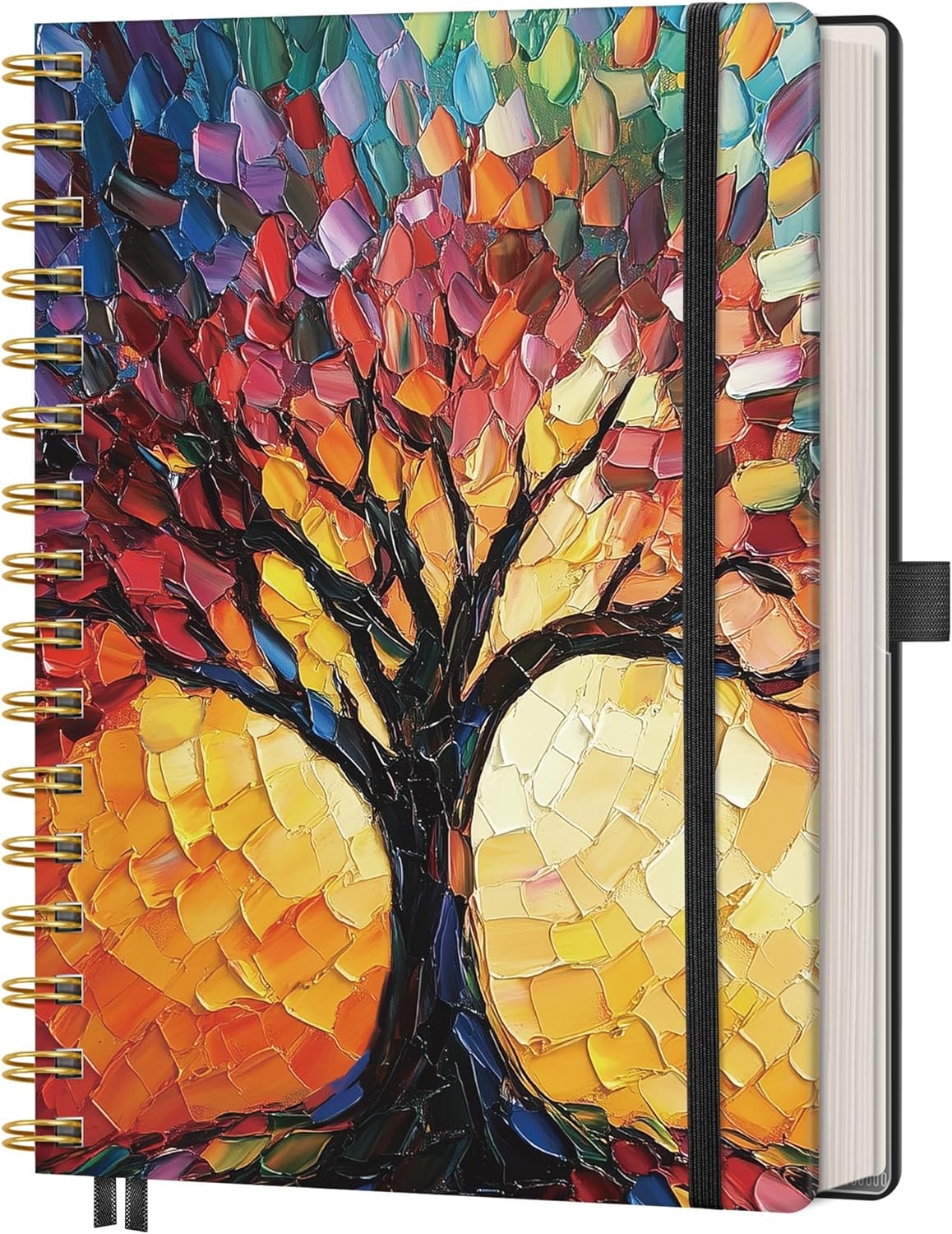 AHGXG Spiral Journal Notebook, 160 Lined Pages, A5 Medium Size (5.7” x 8.3”), for Men & Women, Journaling, Writing, Work & Office, Hardcover, 100 GSM Thick Paper (Colourful Tree)