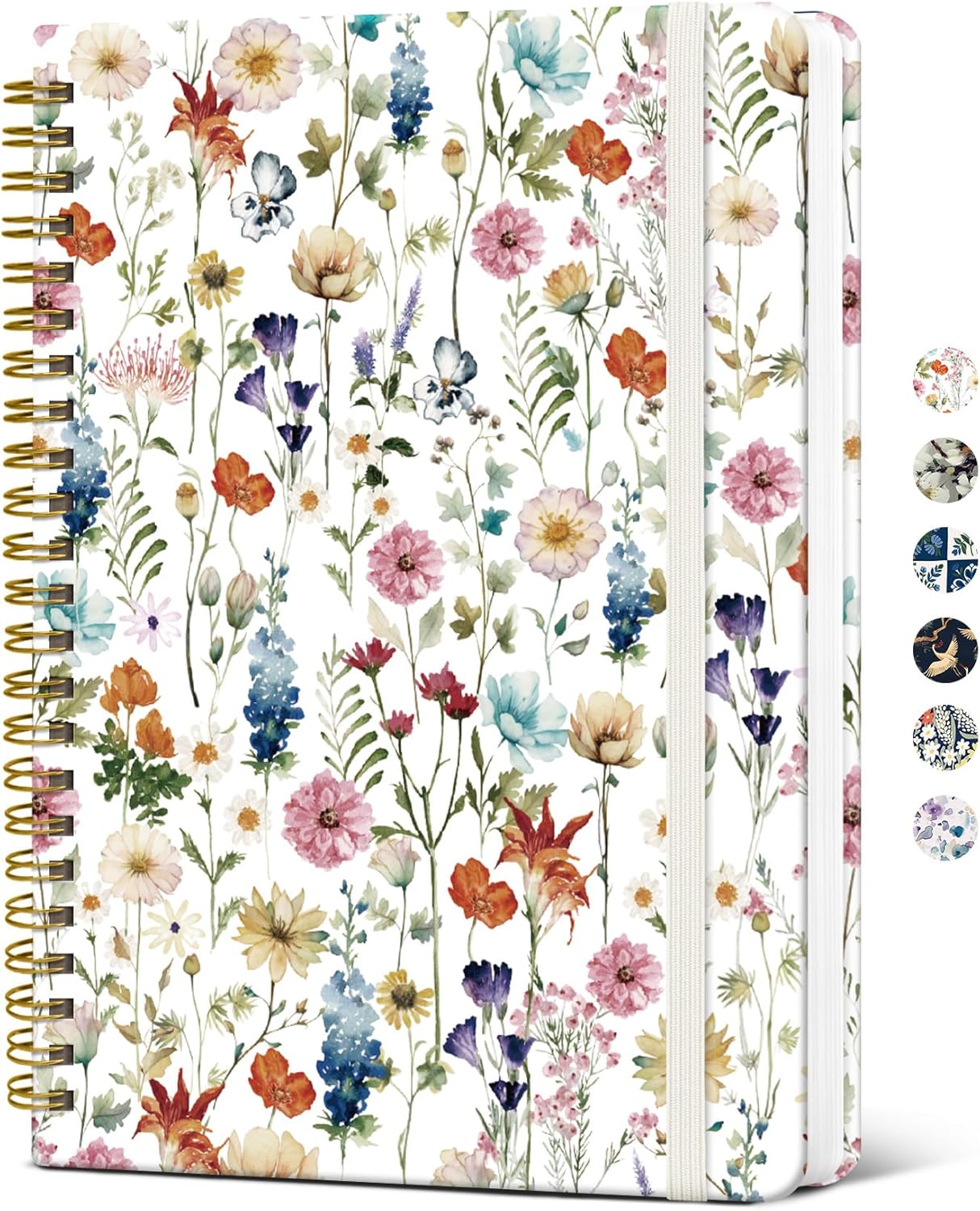 Taja Spiral Journal Notebook for Women, Pretty Hardcover Lined Notebook for Work & Note Taking, Aesthetic Cute Journal for Writing, 140 Pages, 5.8″x8.3″, Floral