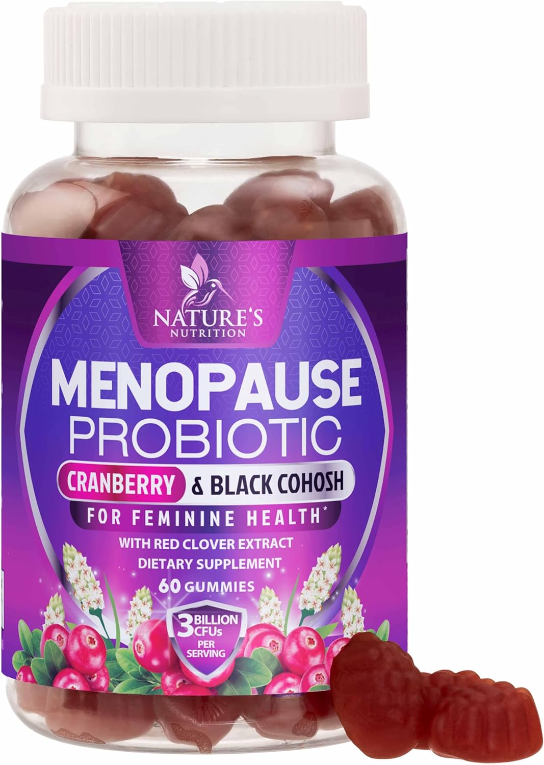 Menopause Probiotic Gummies for Women – Advanced Menopause Relief for Women with Black Cohosh – Complete Women’s Probiotics Gummy Supplements for Mild Hot Flashes & Night Sweats Support – 60 Gummies
