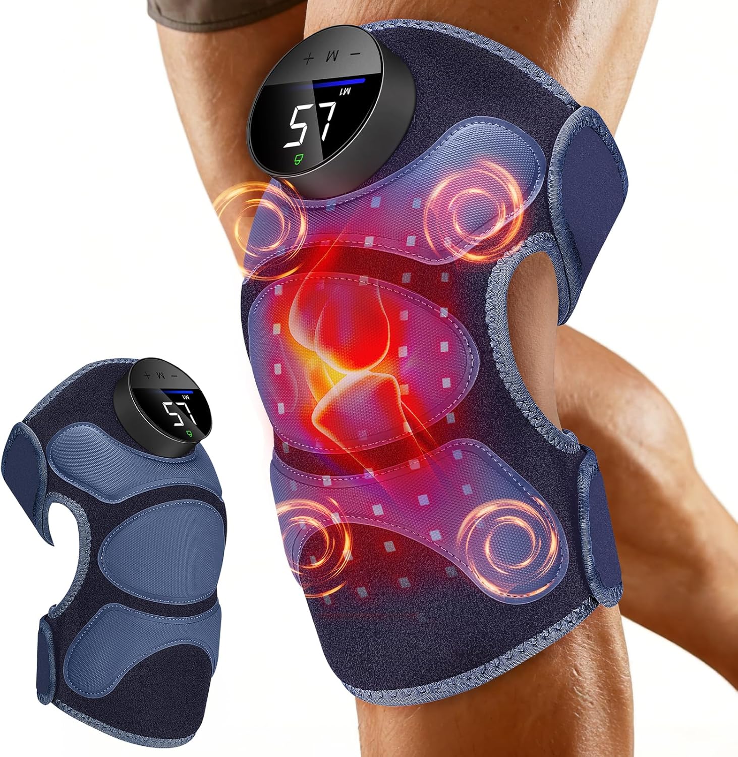 RELEXNOW Upgraded 2.0 Red Light Therapy Knee Brace Knee Massager with 4 Vibration Motors, Cordless Controller, 660nm 850nm Near Infrared Red Light Therapy Heated Device for Knee Elbow Shoulder