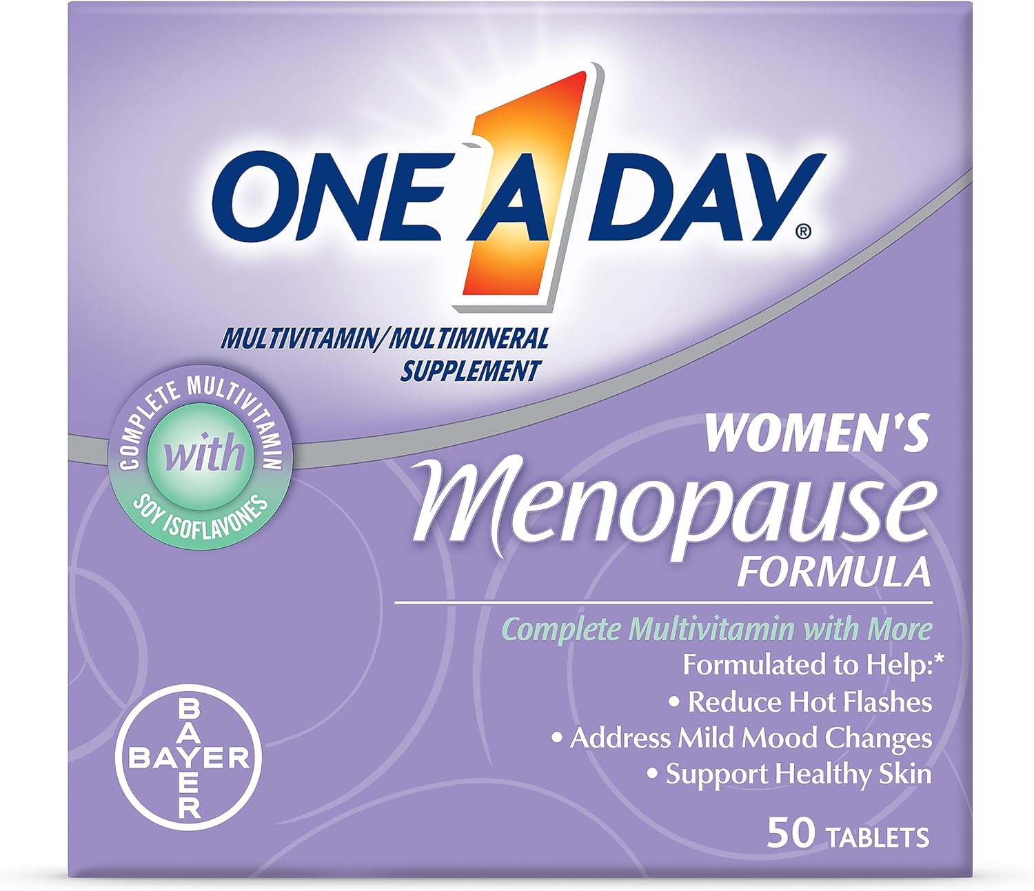 One A Day Women’s Menopause Multivitamin with Vitamin A, Vitamin C, Vitamin D, Vitamin E and Zinc for Immune Health Support, Bone health, 50 Count (Packaging May Vary)