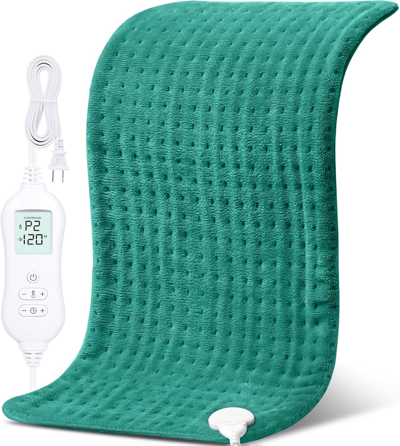 NOWWISH Heating Pad for Back, Period Cramps, Shoulders, Legs, 33″x17″ Extra Large Electric Heating Pad with 10 Heat Levels, Timer and Auto Shut-Off, Washable, Self Care Gifts for Women Men, Green