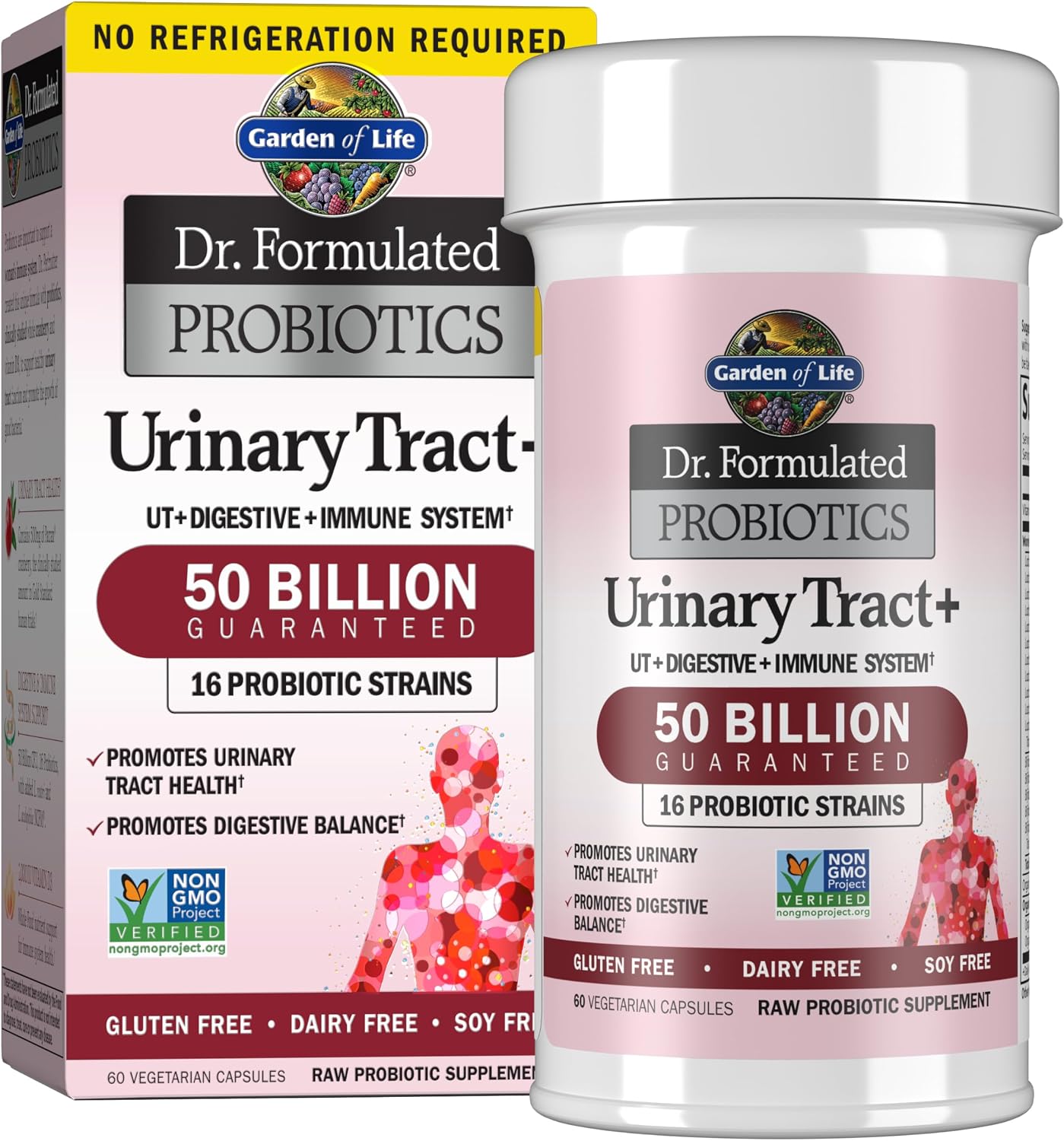 Garden of Life Dr. Formulated Probiotics Urinary Tract+ – 50 Billion CFU – Supports Digestive, Immune & Urinary Tract Health – Shelf Stable – 60 Vegetarian Capsules