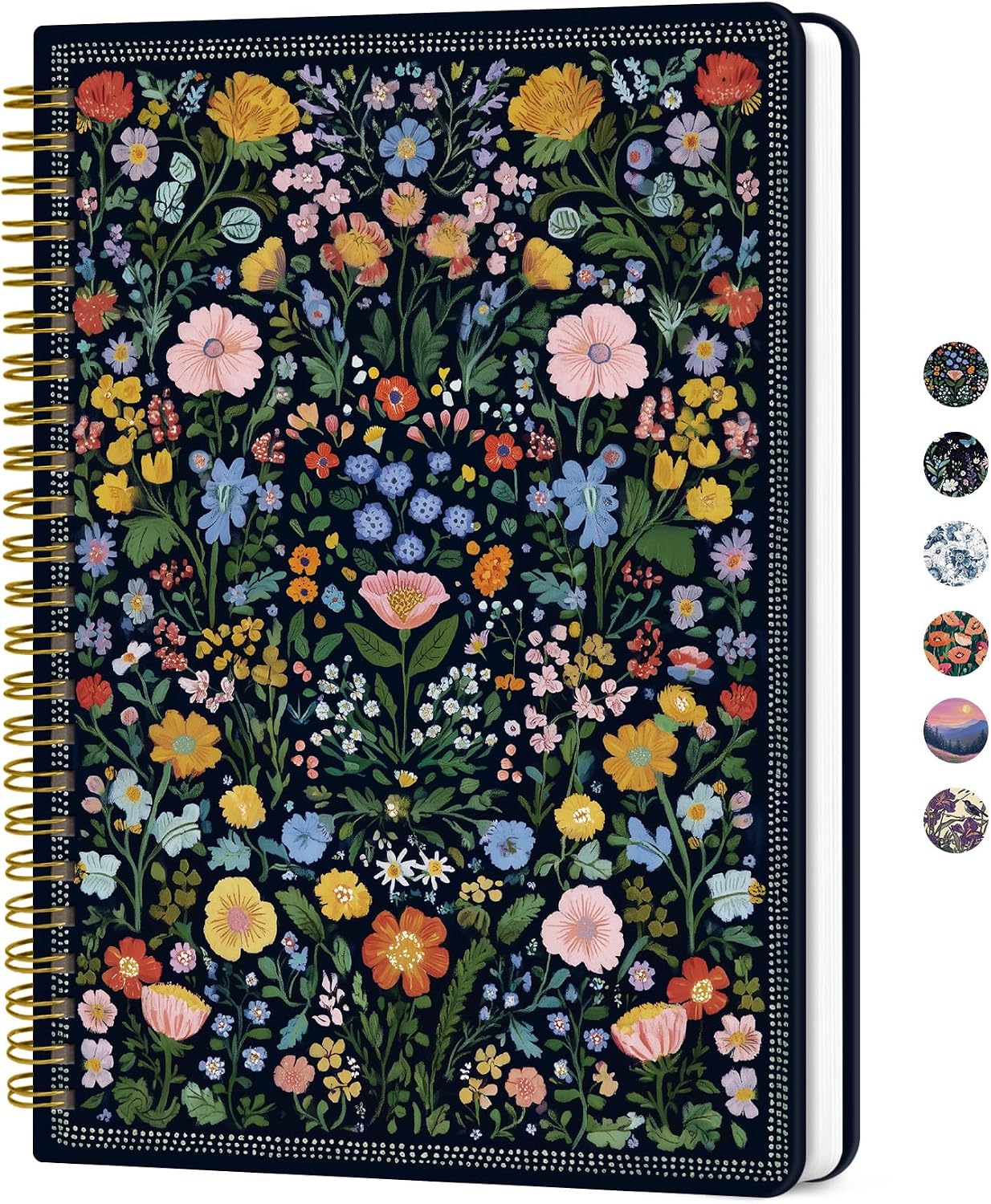 ZOTIA Lined Spiral Journal for Women, A5 Hardcover Pretty Notebook for Work & Note Taking, Aesthetic Cute Journal for Writing, 140 Pages, 6″x8″, Garden of Whimsy