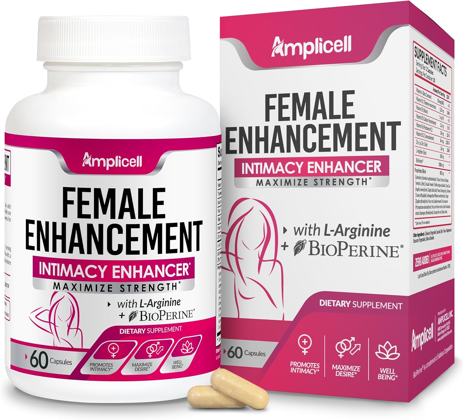 AMPLICELL Women’s Libido Support & Hormone Balance – Maca, Ashwagandha, Dong Quai, Ginseng & Tongkat Ali – Energy, Mood & Feminine Vitality – Non-GMO, Vegan – 60 Ct