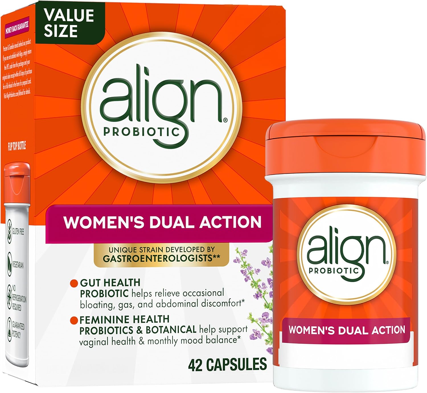 Align Probiotic, Womens Dual Action, Vaginal Probiotics for Women, Womens Probiotic for Vaginal Health Support, with Probiotics for Digestive Health, 42 Probiotic Capsules