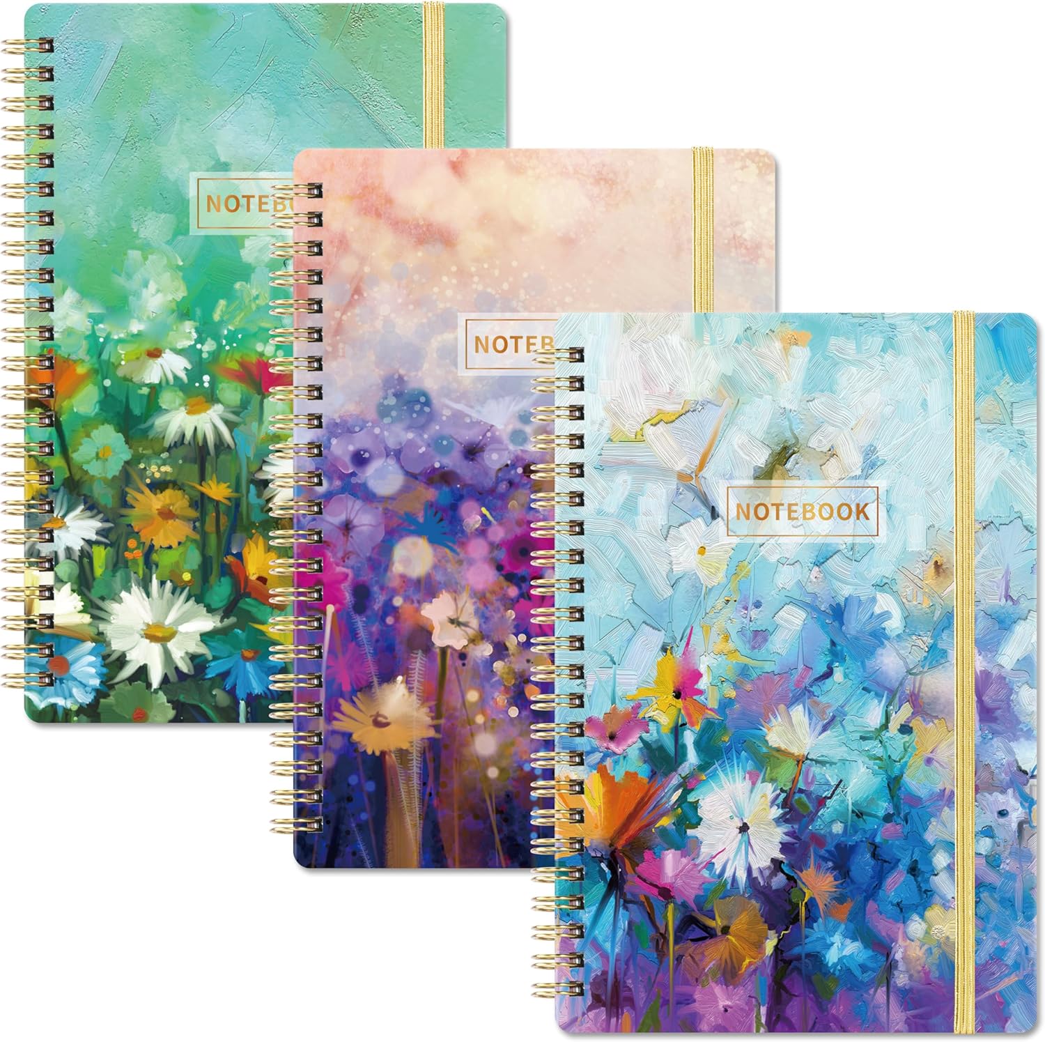 Spiral Notebook – 3 Pack A5 Ruled Journal Notebook, 8.3” × 6”, 3 × 160 Pages, Journal for Women, College Ruled Notebook, Spiral Notebook with Back Pocket, Great Notebooks for School, Home & Office