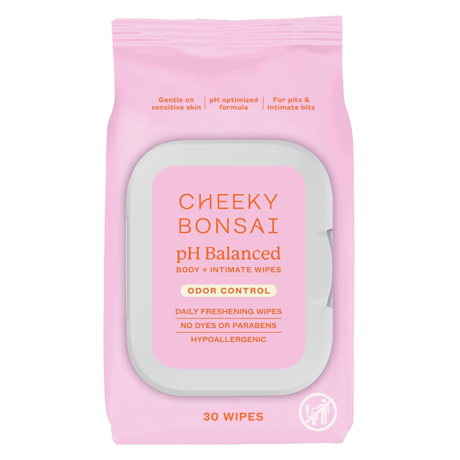 Cheeky Bonsai pH Balanced Feminine Wipes – Removes Odor – Gentle on Sensitive Skin – No Dyes or Parabens – Hypoallergenic – Gynecologist Approved – 30 Count