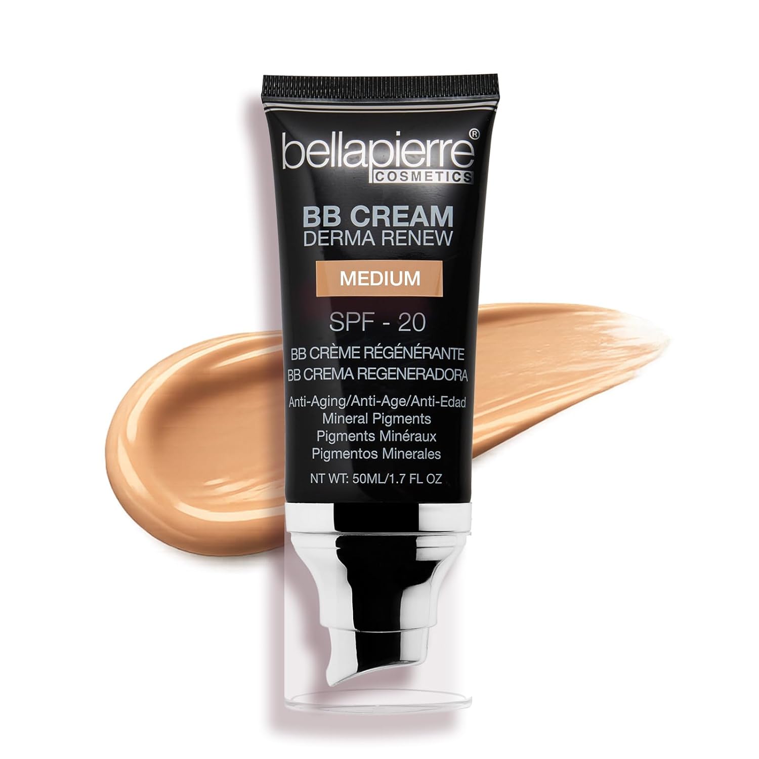 Bellapierre BB Cream SPF 20 – Tinted Mineral Sunscreen & Lightweight Face Makeup, Buildable Coverage, Matte Finish, Paraben-Free, Cruelty-Free – 1.7 oz – Medium