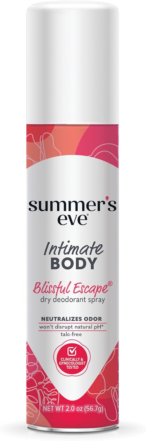 Summer’s Eve Daily Refreshing Feminine Spray, Blissful Escape, Daily Body Spray for Women, Feminine Care that Neutralizes & Reduces Body Odor, Gynecologist-Tested, 2 oz