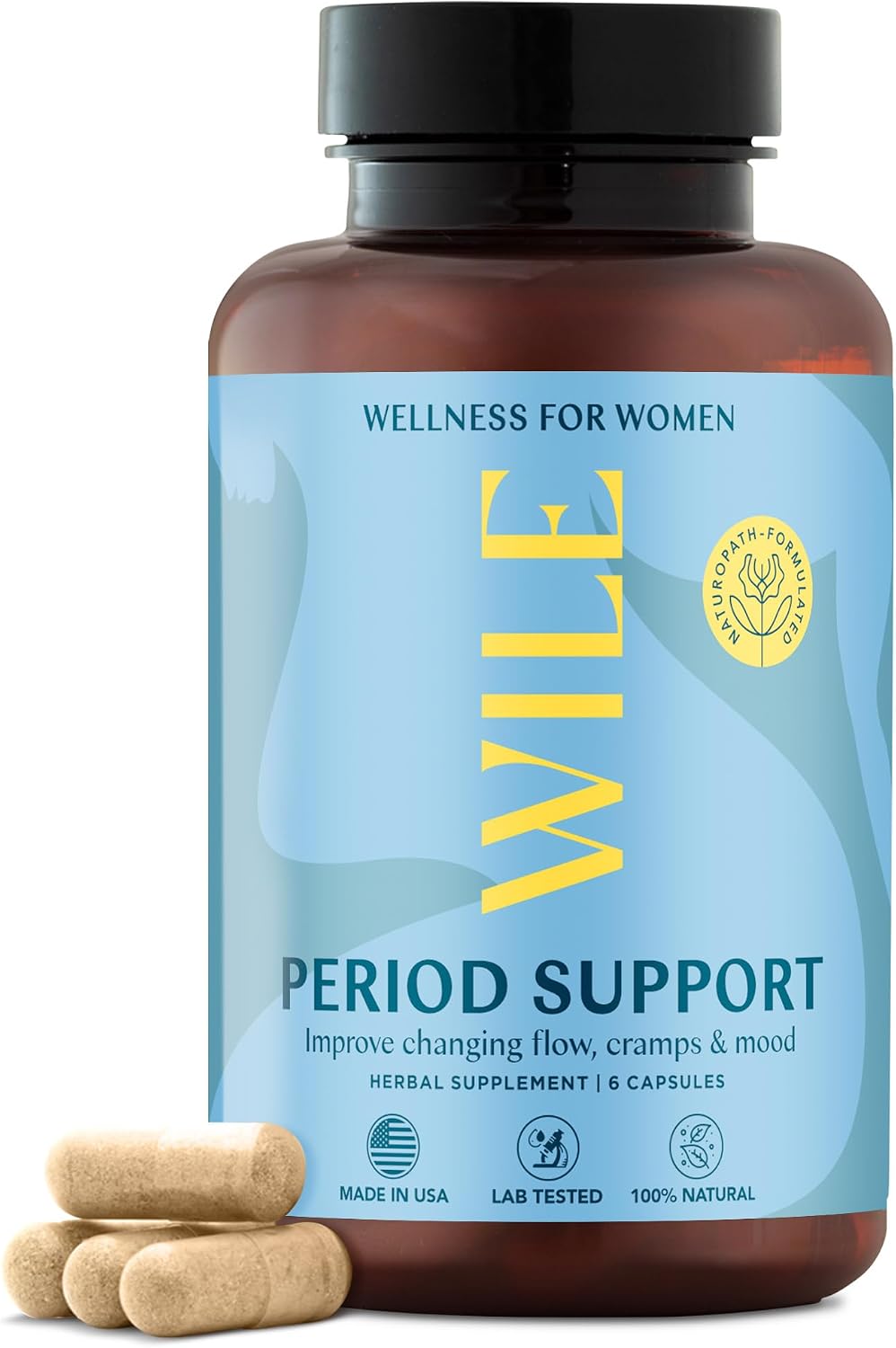 WILE Menopause and Perimenopause Supplements for Women – Menstrual Cramp, PMS and Heavy Period Relief with Dong Quai – Premenopausal Support for Hormone Balance & Improved Mood, Vegan, 30 Servings