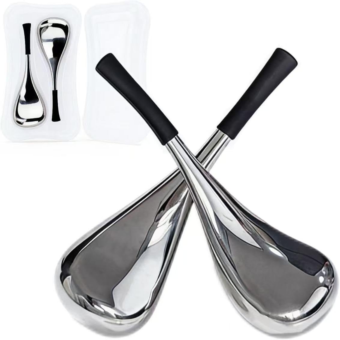 DZS Ice Globes – Facial Ice Spoons, Cryo Sticks for Face & Eyes, Stainless Steel Cold Therapy Tools with Storage Case, for Reducing Puffiness & Calming Skin