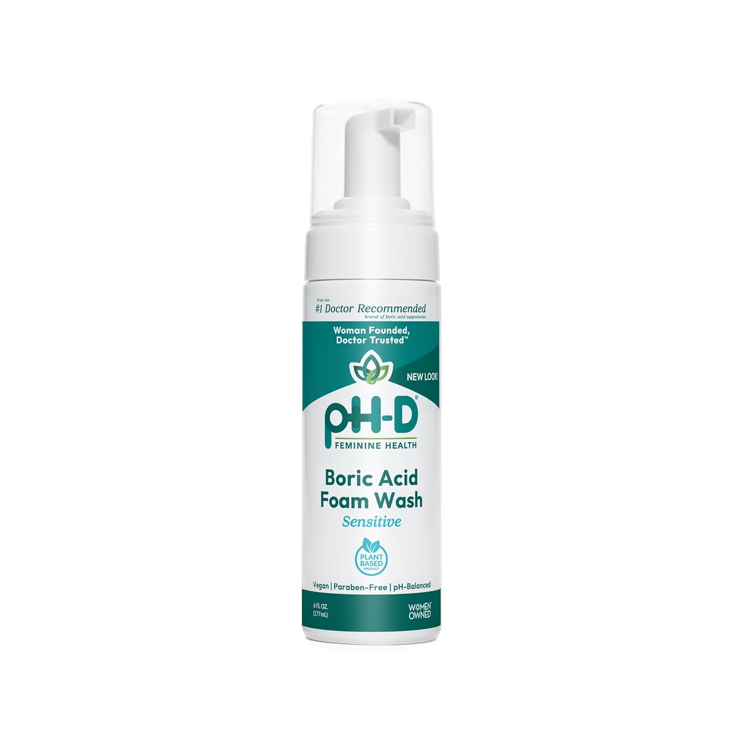 pH-D Feminine Health – Boric Acid Foam Wash – pH-Balanced, Paraben-Free, and Plant-based (Sensitive, 6 Fl Oz (Pack of 1))