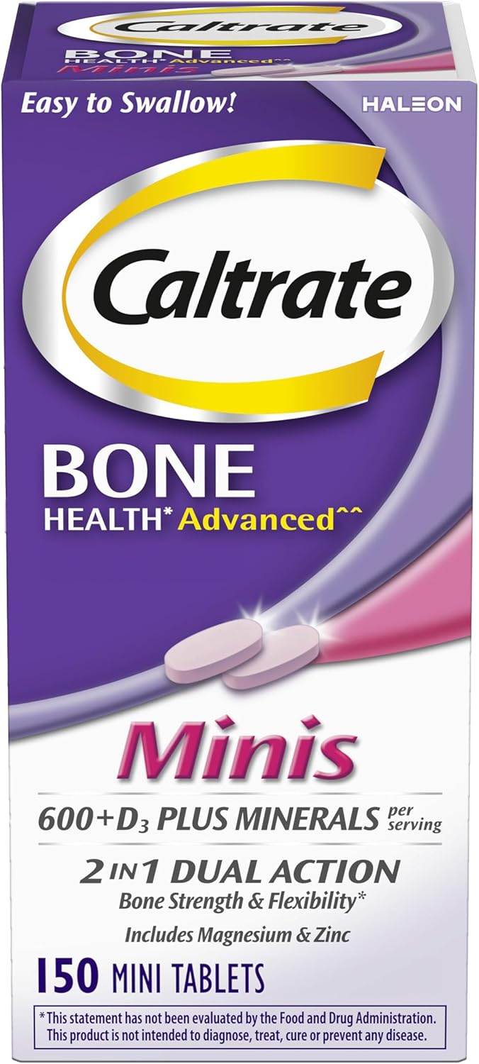 Caltrate Minis 600 Plus D3 Plus Minerals Calcium and Vitamin D Supplement Tablets, Bone Health and Mineral Supplement for Adults – 150 Count