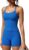 SUUKSESS Women 2 Piece Workout Sets High Waisted Tummy Control Biker Shorts Halter Padded Tank Tops