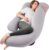 Sasttie Cooling Pregnancy Pillows for Sleeping, U Shaped Full Body Pillow with Removable Cover, Pregnant Women Must Haves, Maternity Essential, Light Grey