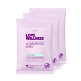 Love Wellness pH Balanced Wipes for Women | Feminine Hygiene for Cleansing with Aloe Vera | Fragrance-Free Intimate Health | Moisturizing, Soothing & Calming for Sensitive Skin | Travel Size | 3-Pack
