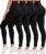 NexiEpoch 4 Pack Leggings for Women – High Waisted Tummy Control Soft Black Capri Yoga Pants with Pockets for Workout
