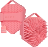 SILKLE Silicone Body Scrubber – Gentle Exfoliating Shower Scrubber for Body & Bath, Silicone Shower Brush & Loofah Alternative – Non-Slip Silicone Body Brush, Quick Dry, Hygienic – Pink