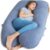 QUEEN ROSE Pregnancy Pillow, U Shaped Full Body Pillows for Sleeping Support, 55 Inch Maternity Pillow for Pregnant Women with Cooling Silky Cover, Blue