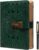 ZXHQ Lock Journal with Pen, A5 240 Pages Diary with Lock, Brown Edge, Refillable, Leather Hardcover (8.5 × 5.9inch) Dark Green