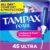 Tampax Pearl Tampons for Women, with LeakGuard Braid, Ultra Absorbency, Unscented, 45 Count