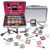 SHANY Carry All Make up Train Case with Pro Makeup Set, Beauty Brushes, Lipsticks, Eye Shadows, Blushes, Powders, and more – Reusable Cosmetics Storage Organizer – Premium Gift Packaging – Silver